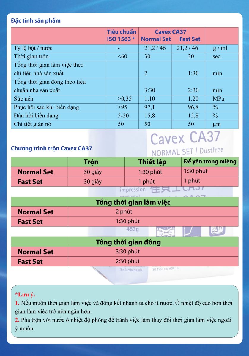 hướng dẫn sử dụng Chất lấy dấu Cavex CA37